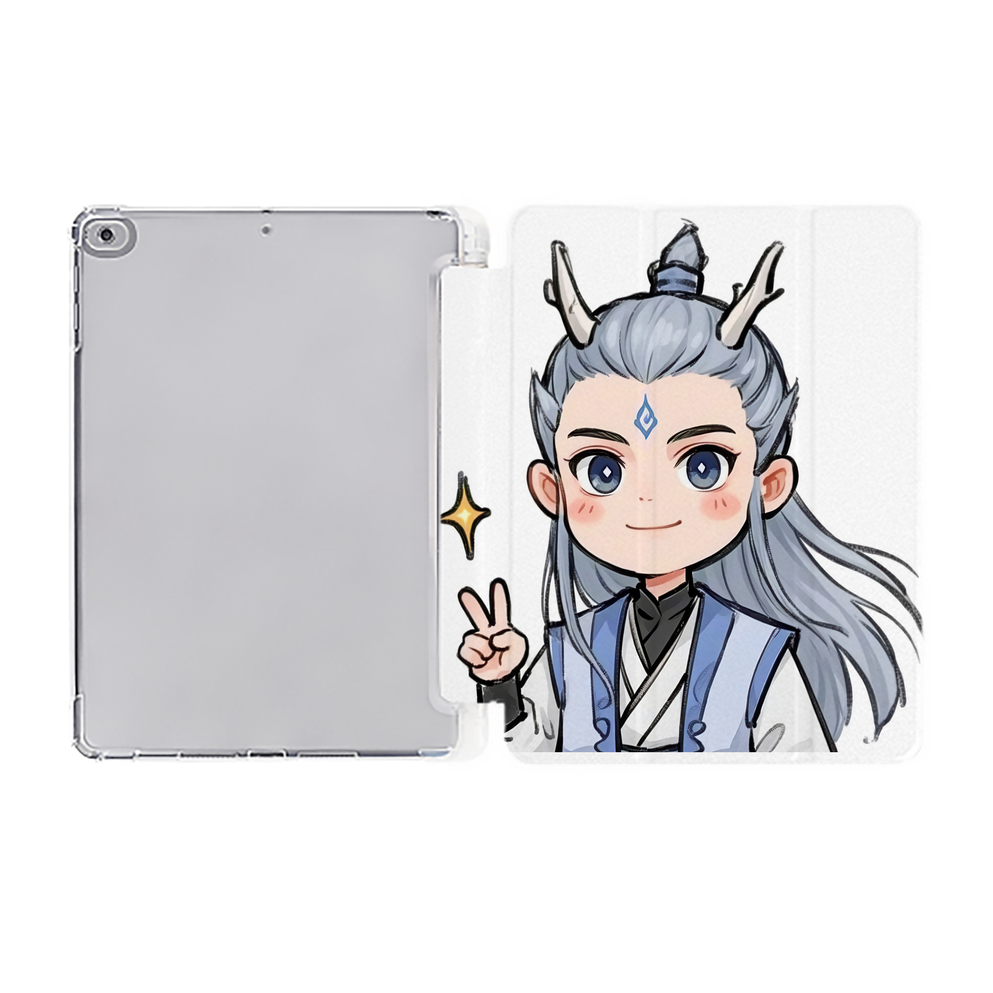 （画像用） Ne Zha 2 ナタ 魔童の大暴れ IPad ケース ペン収納付き 三つ折りスタンド PUレザー×シリコン 対応機種9.5/10.5/10.9インチ